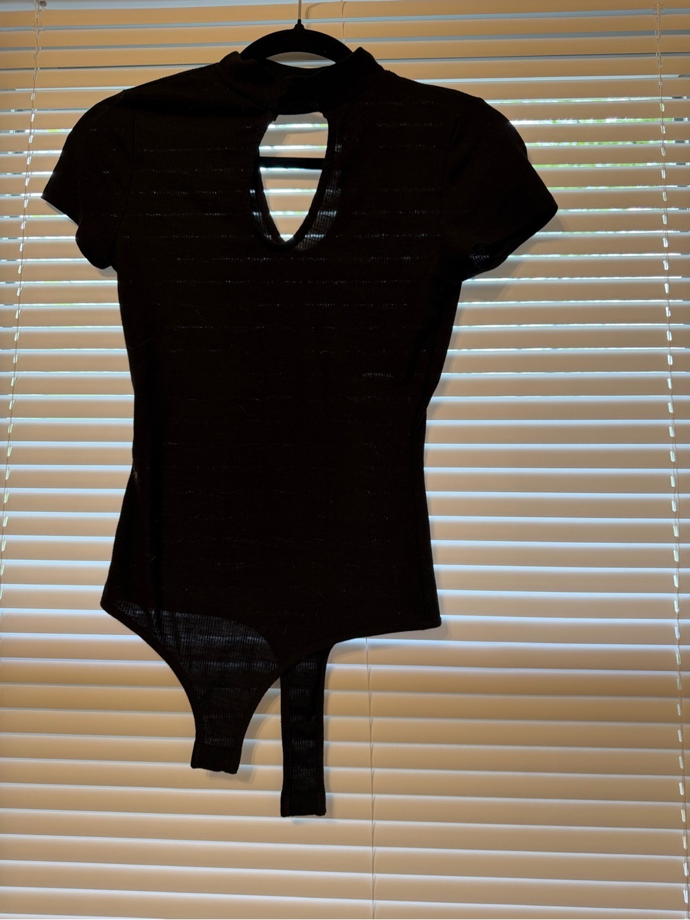 Me to We Black Short Sleeve Keyhole Bodysuit